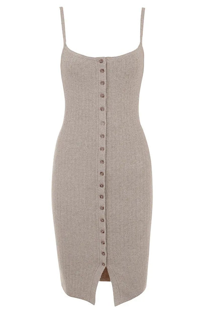 Teva Beige Cashmere Knit Midi Dress