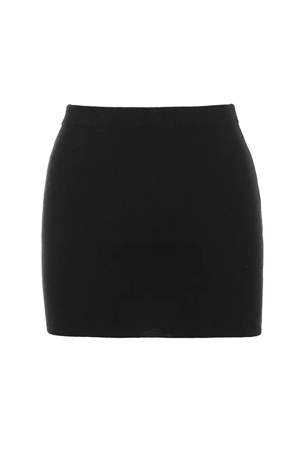 Avril Black Cashmere Mini Skirt