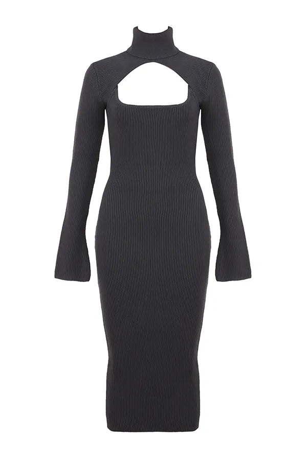 Meliora Charcoal Knit Midi Dress