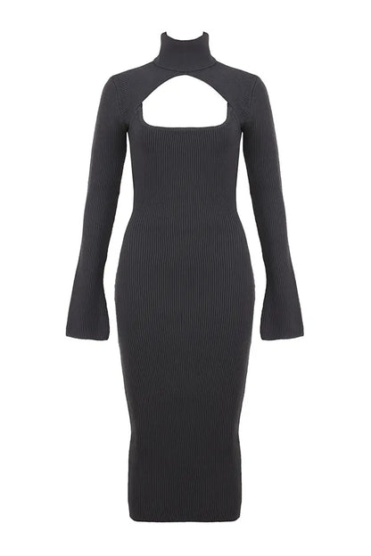 Meliora Charcoal Knit Midi Dress
