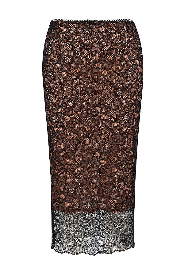 Yolanda Black Lace Midi Skirt