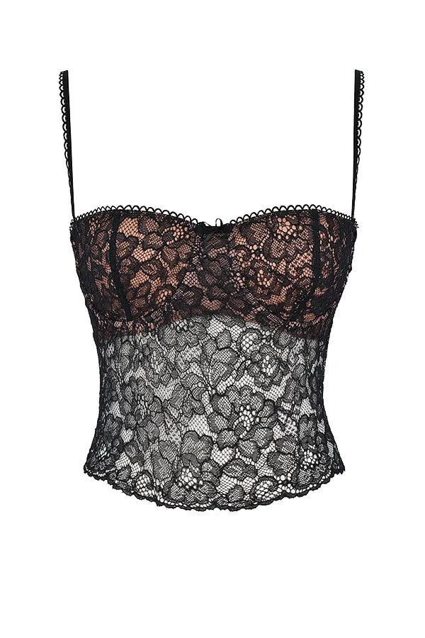 Jacinta Black Lace Cami Top