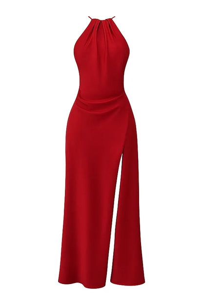 Zanab Red Rose Thigh Slit Maxi Dress