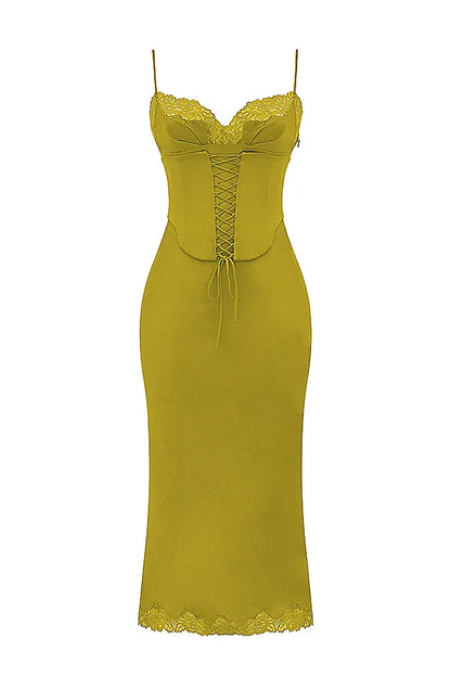Salma Chartreuse Satin Slip Dress