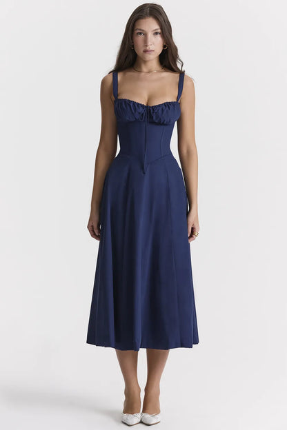 Carmen French Navy Bustier Sundress