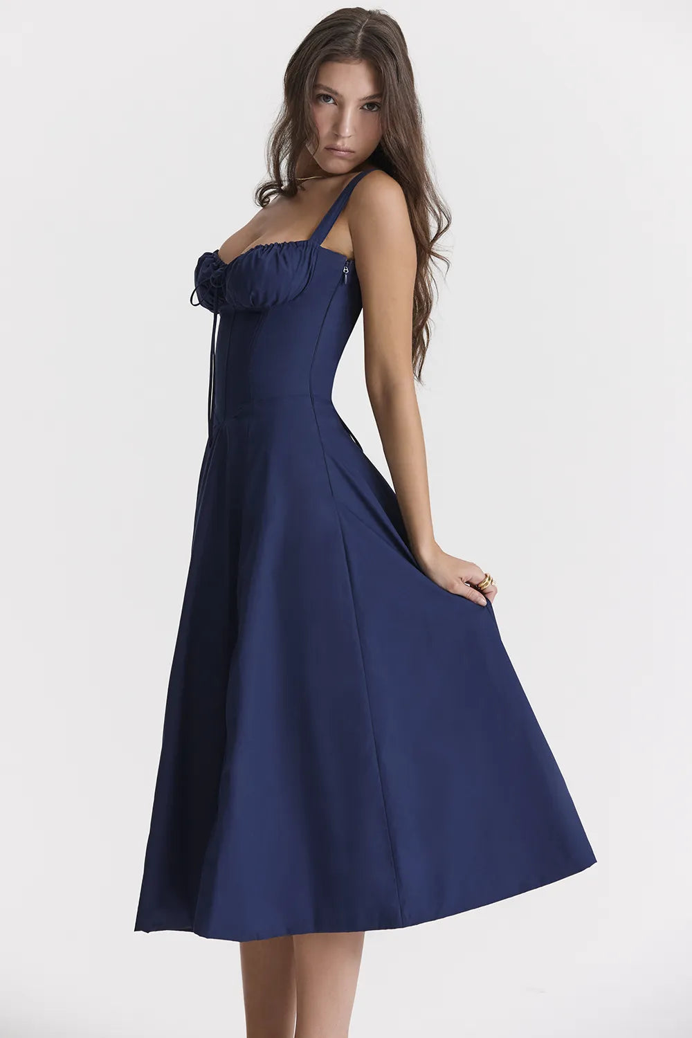 Carmen French Navy Bustier Sundress