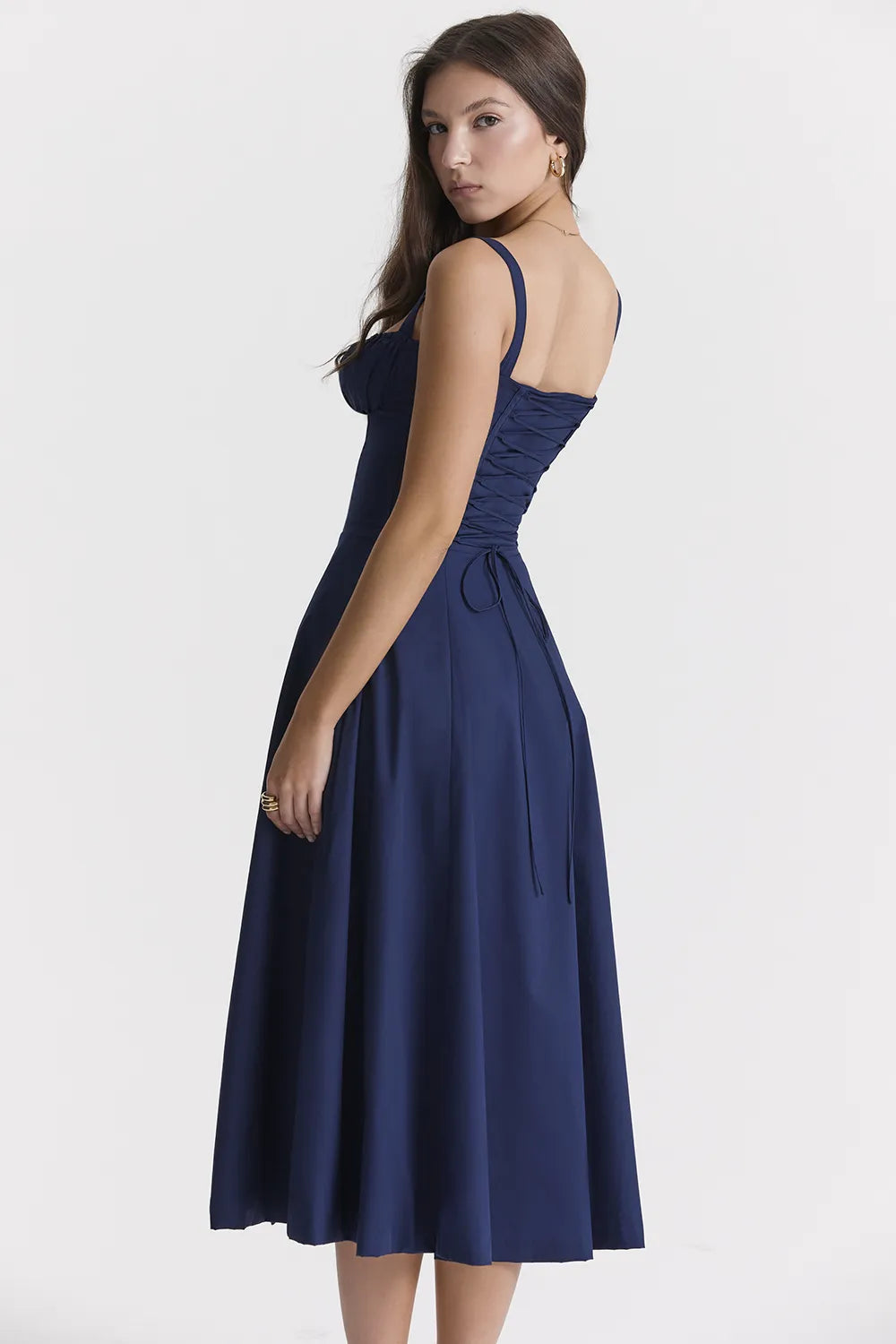 Carmen French Navy Bustier Sundress
