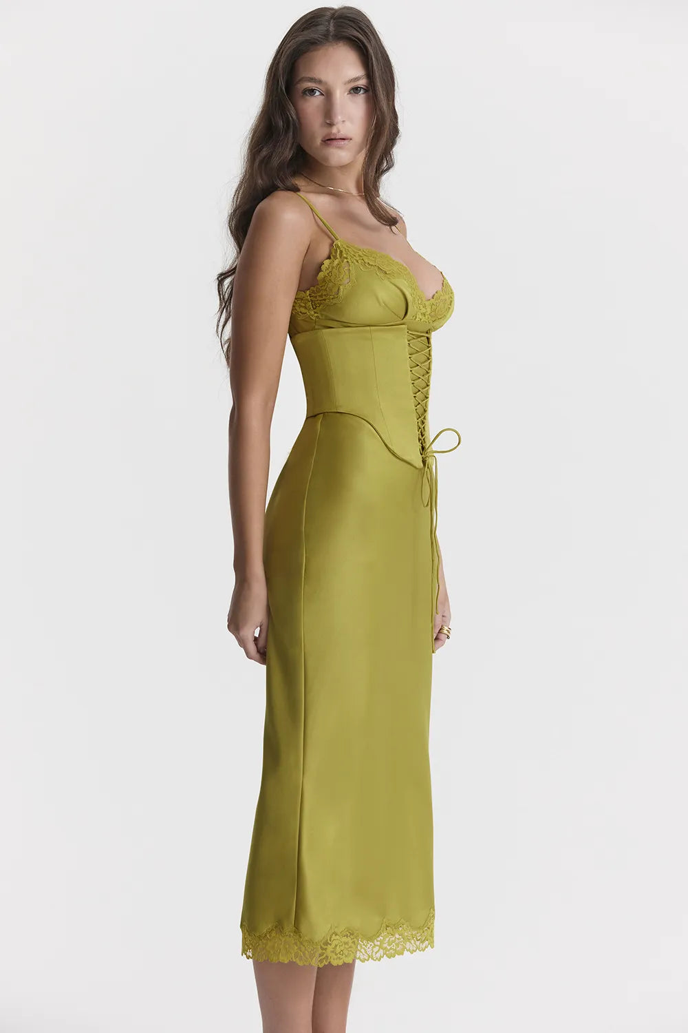 Salma Chartreuse Satin Slip Dress