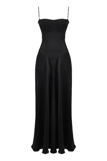 Anabella Black Lace Up Maxi Dress