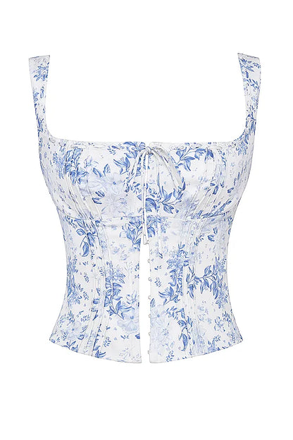 Chicca Blue Floral Print Top