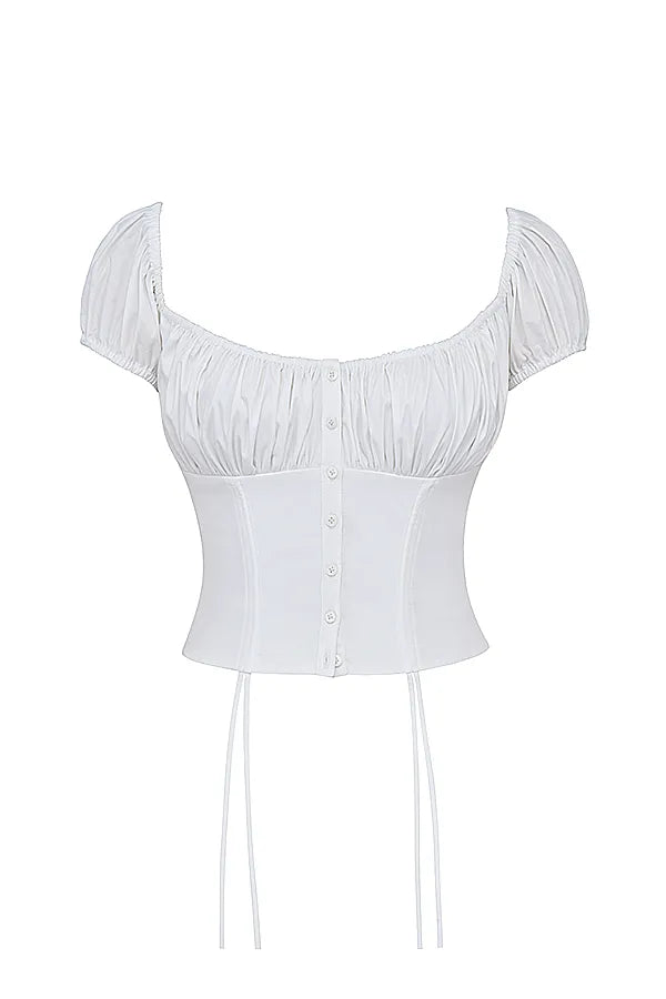 Kitty White Gathered Top
