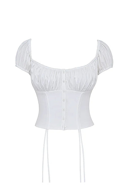 Kitty White Gathered Top