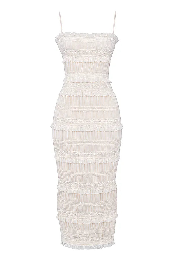 Solana Ivory Sequin Pleat Maxi Dress