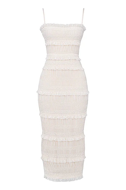 Solana Ivory Sequin Pleat Maxi Dress