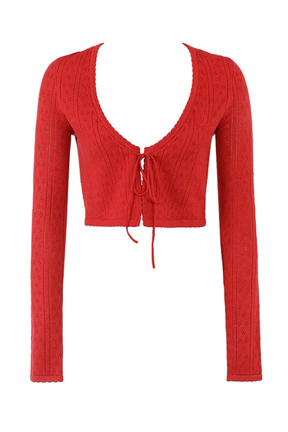 Perla Cherry Ribbed Knit Top