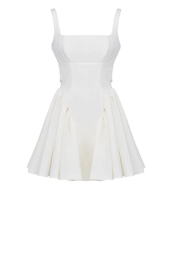 Florianne Ivory Cotton Bow Mini Dress