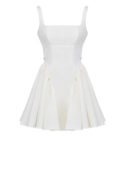 Florianne Ivory Cotton Bow Mini Dress