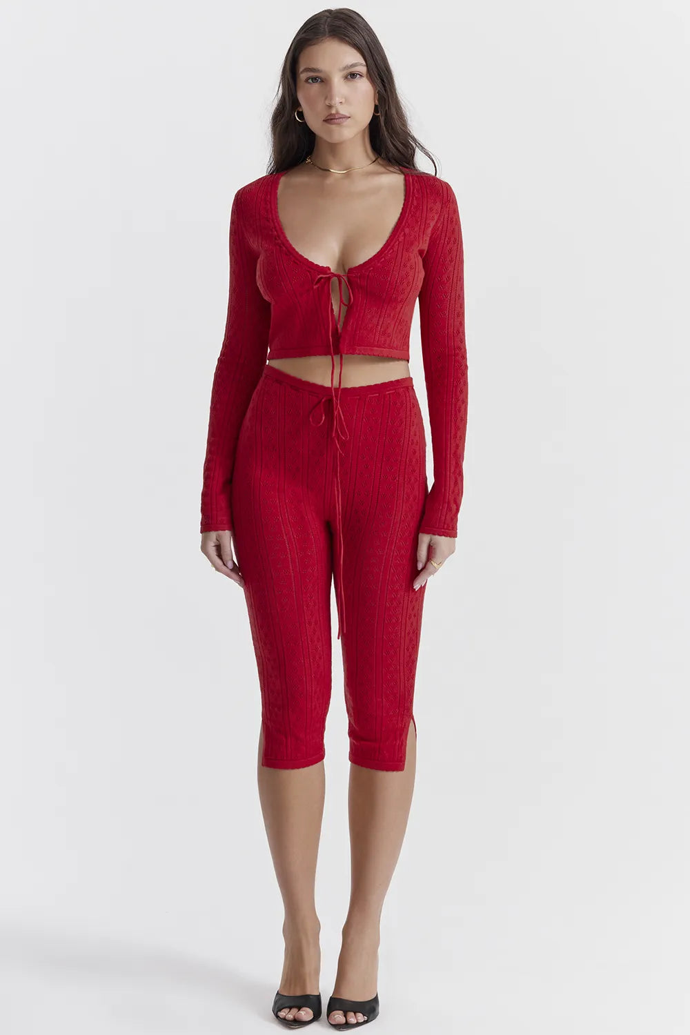 Perla Cherry Ribbed Knit Top