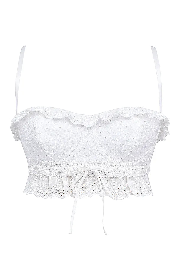 Federica White Broderie Anglais Bralette Top