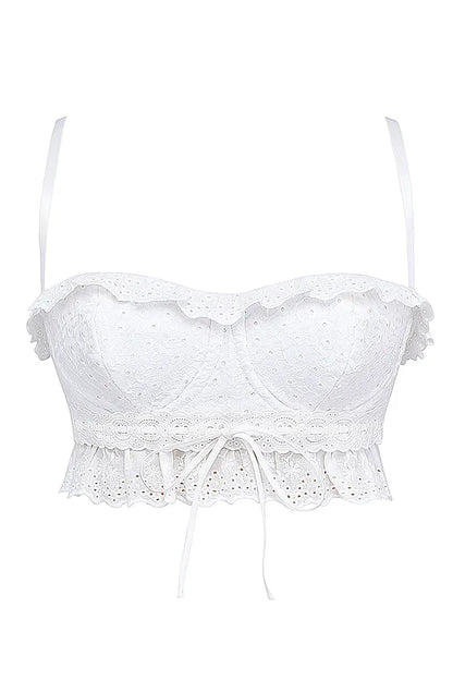 Federica White Broderie Anglais Bralette Top
