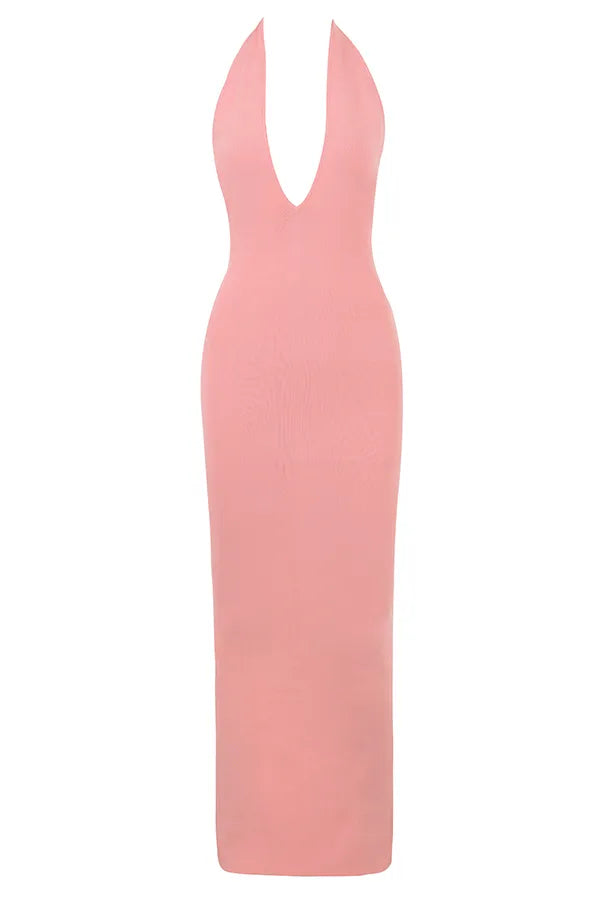 Camelia Apricot Plunge Maxi Dress