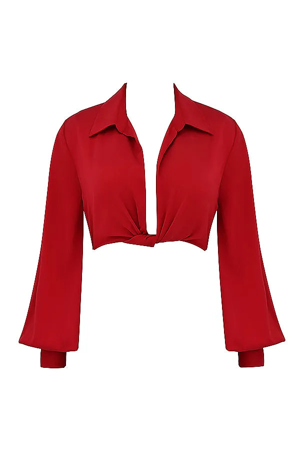 Laraine Cherry Silk Blouson Top