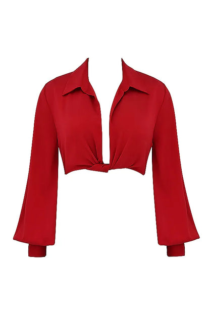 Laraine Cherry Silk Blouson Top