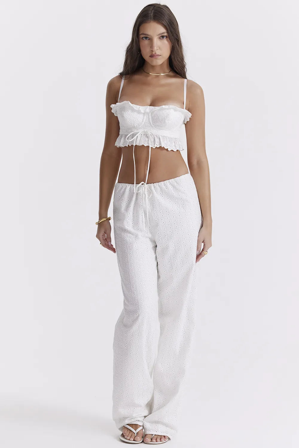 Federica White Broderie Anglais Bralette Top