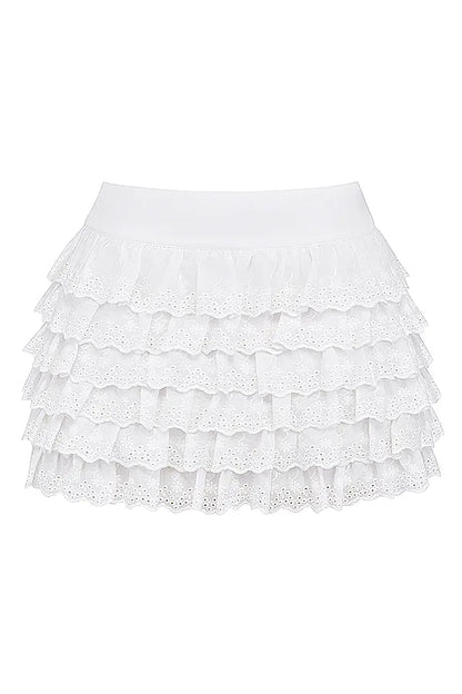 Fifi White Layered Mini Skirt