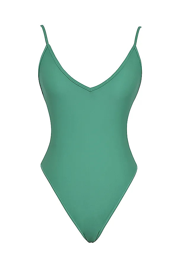 Rhodes Eucalyptus Plunge One Piece Swimsuit