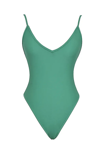 Rhodes Eucalyptus Plunge One Piece Swimsuit