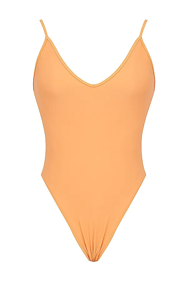 Rhodes Light Orange Plunge One Piece Swimsuit