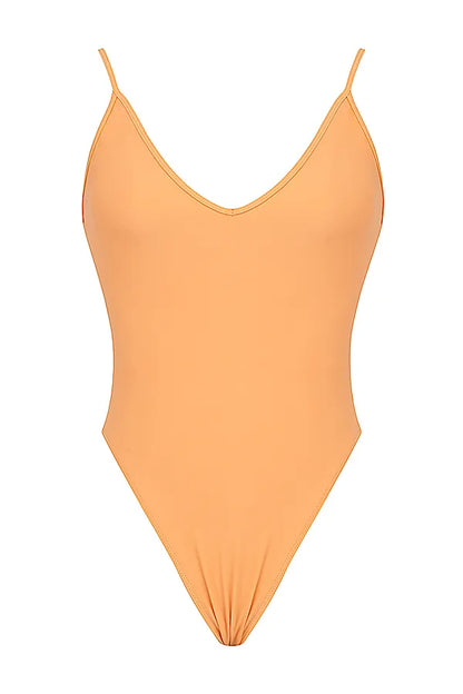 Rhodes Light Orange Plunge One Piece Swimsuit