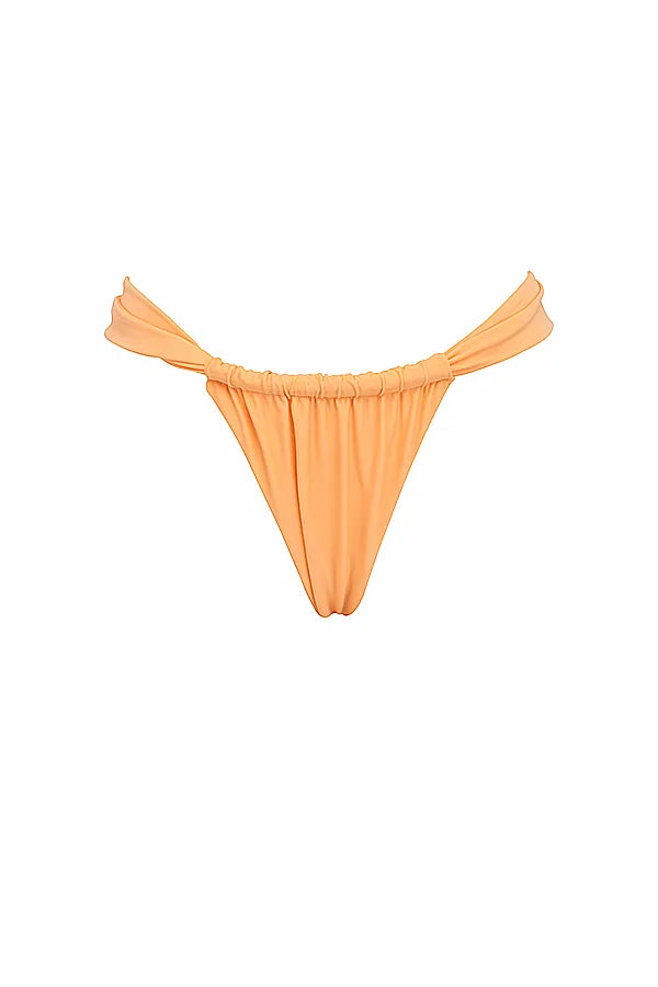 Athens Light Orange Gathered High Leg Bikini Bottom