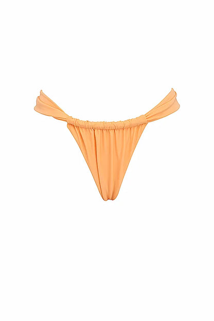 Athens Light Orange Gathered High Leg Bikini Bottom