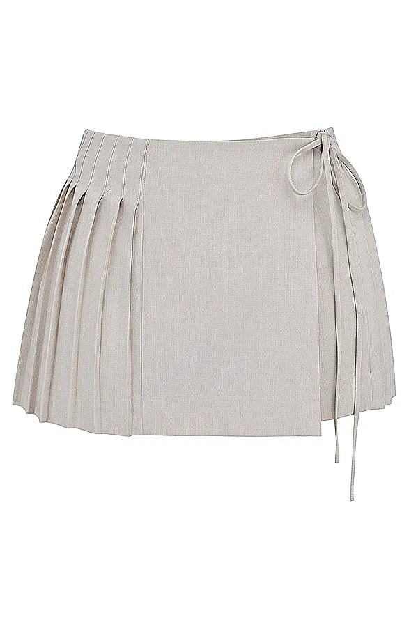 Tatum Stone Pleated Wrap Mini Skirt
