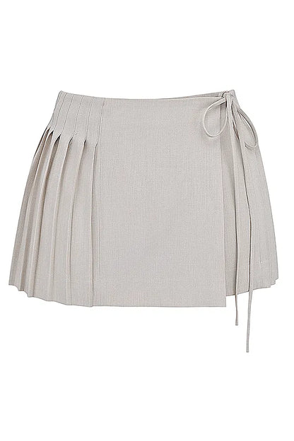 Tatum Stone Pleated Wrap Mini Skirt