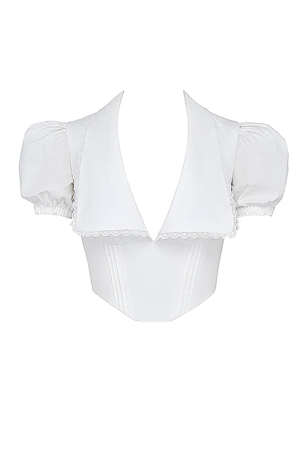 Augusta White Pin Tuck Top