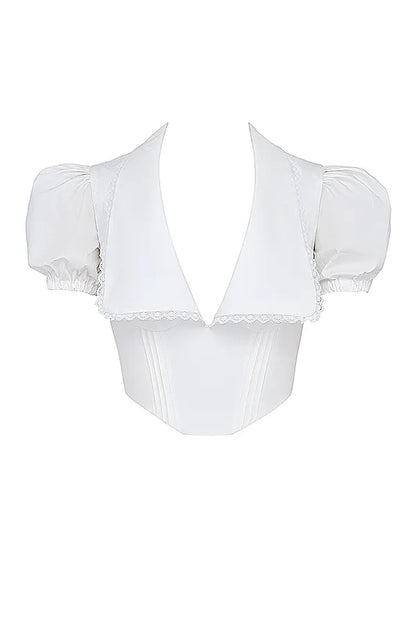 Augusta White Pin Tuck Top