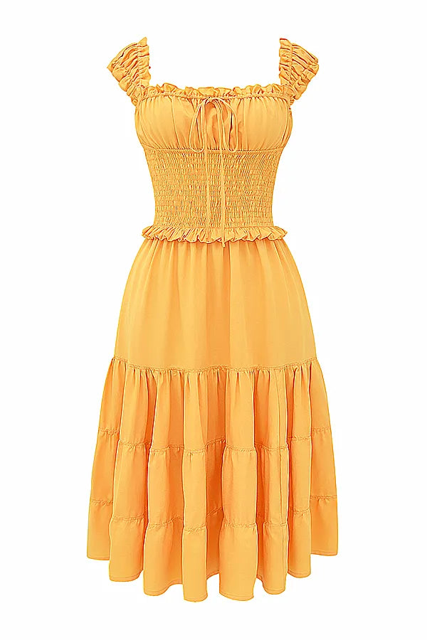 Phedra Tangerine Shirred Sundress