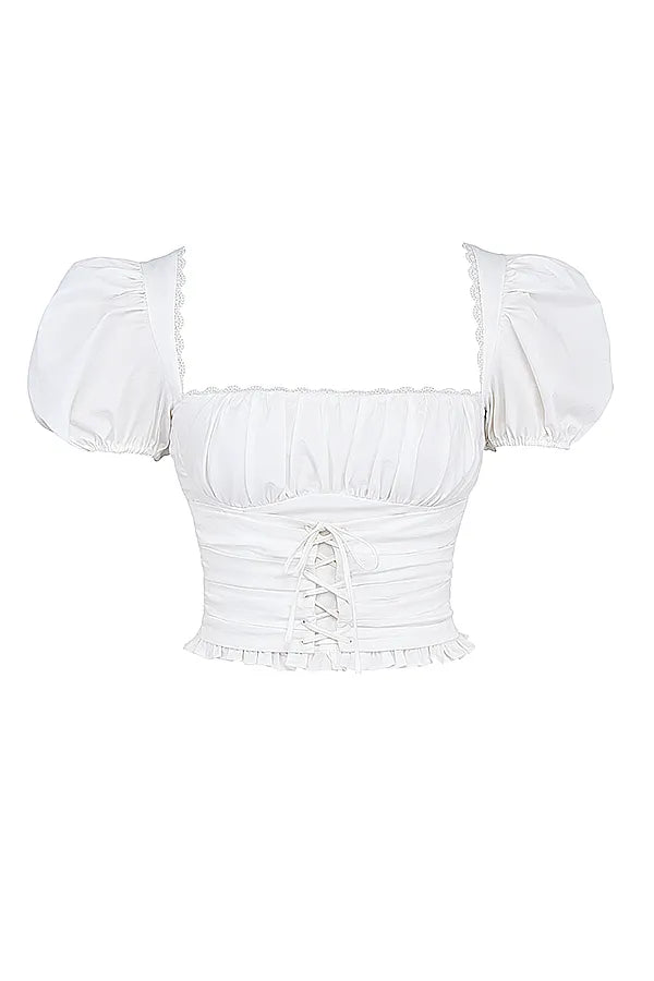 Samaya White Gathered Top