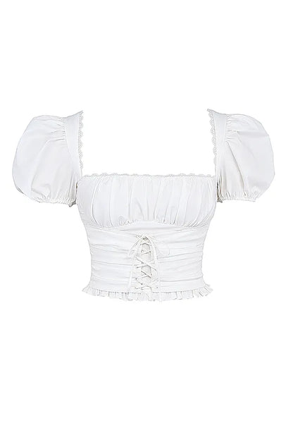 Samaya White Gathered Top