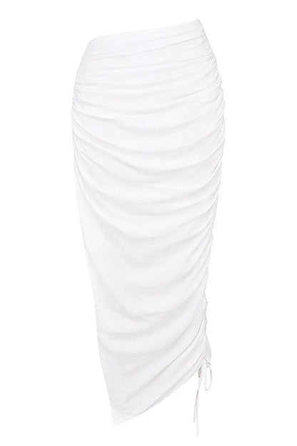 Loie White Gathered Maxi Skirt