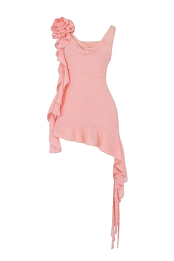 Charla Soft Apricot Ruffle Mini Dress