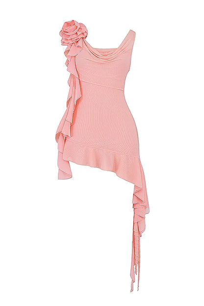 Charla Soft Apricot Ruffle Mini Dress