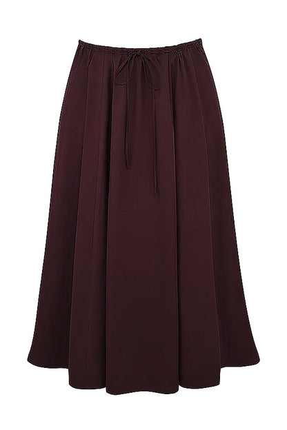Cora Rich Brown Gathered Midi Skirt