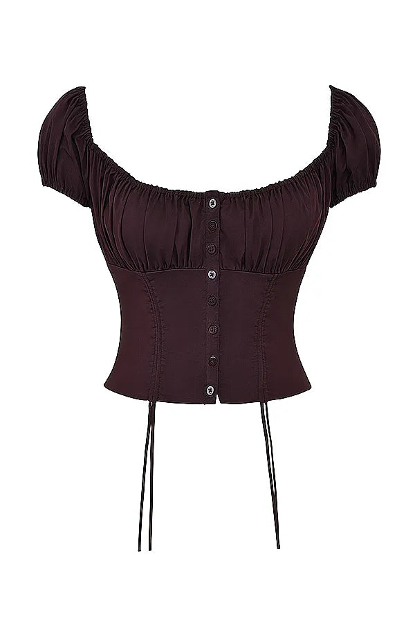 Kitty Rich Brown Gathered Top