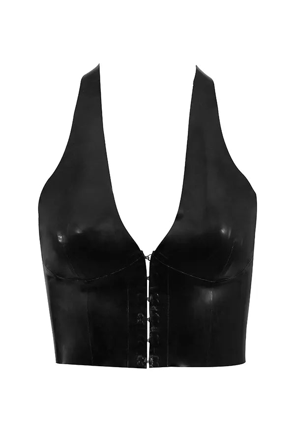 Ariadne Black Latex Halter Top