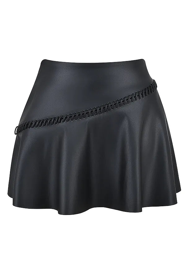 Nova Black Vegan Leather Mini Skirt