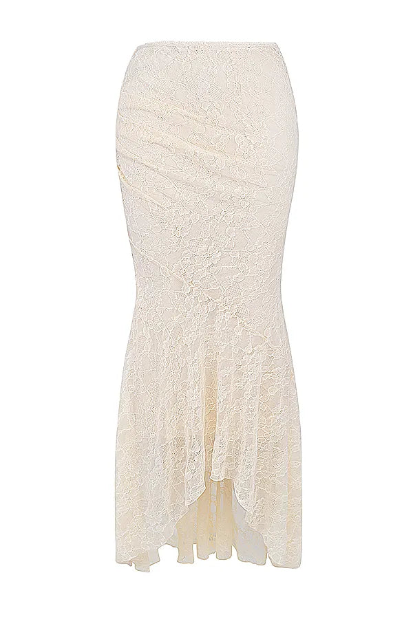 Therese Vintage Cream Lace Maxi Skirt
